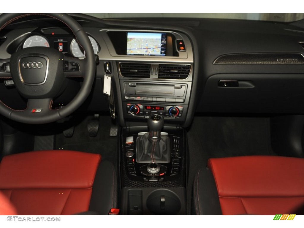 2012 Audi S4 3.0T quattro Sedan Black/Magma Red Dashboard Photo #56656331