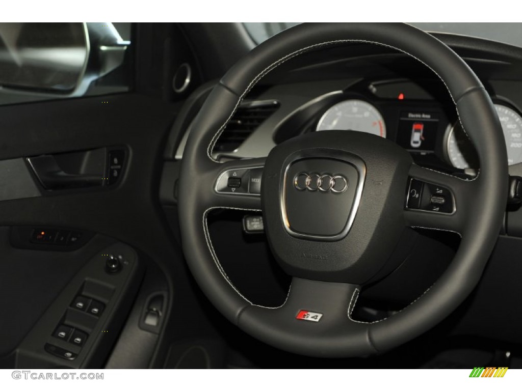 2012 Audi S4 3.0T quattro Sedan Black/Black Steering Wheel Photo #56656675