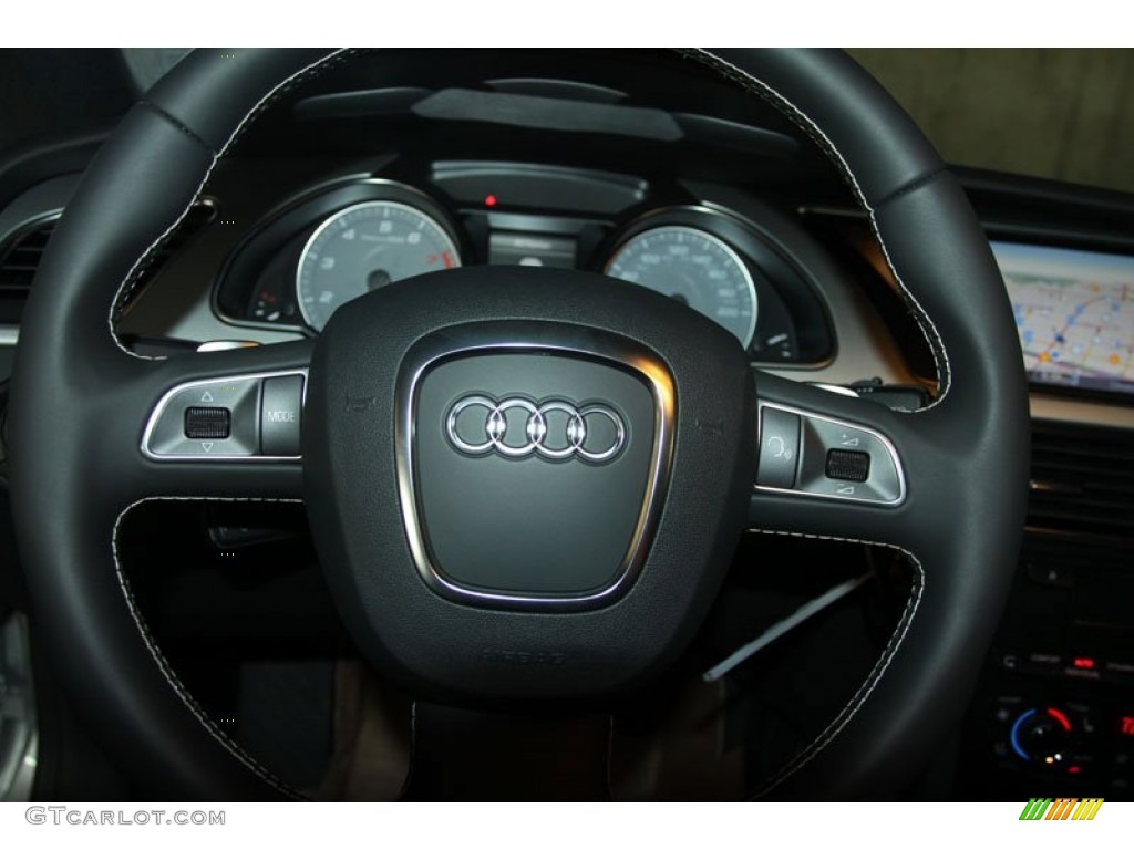 2012 Audi S5 4.2 FSI quattro Coupe Black Steering Wheel Photo #56657133