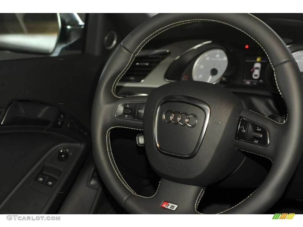 2012 Audi S5 4.2 FSI quattro Coupe Black Steering Wheel Photo #56657382