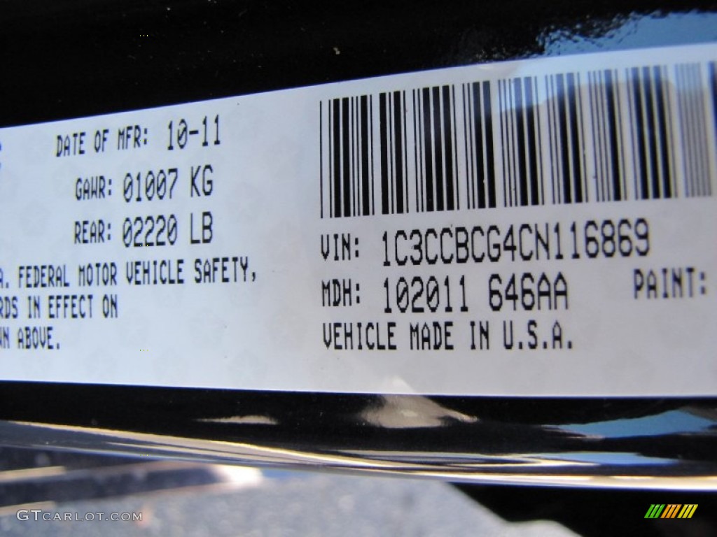 2012 Chrysler 200 Limited Sedan Info Tag Photos