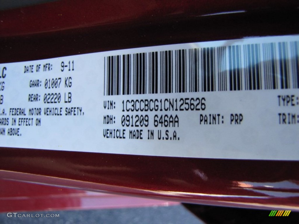 2012 200 Color Code PRP for Deep Cherry Red Crystal Pearl Coat Photo #56658198