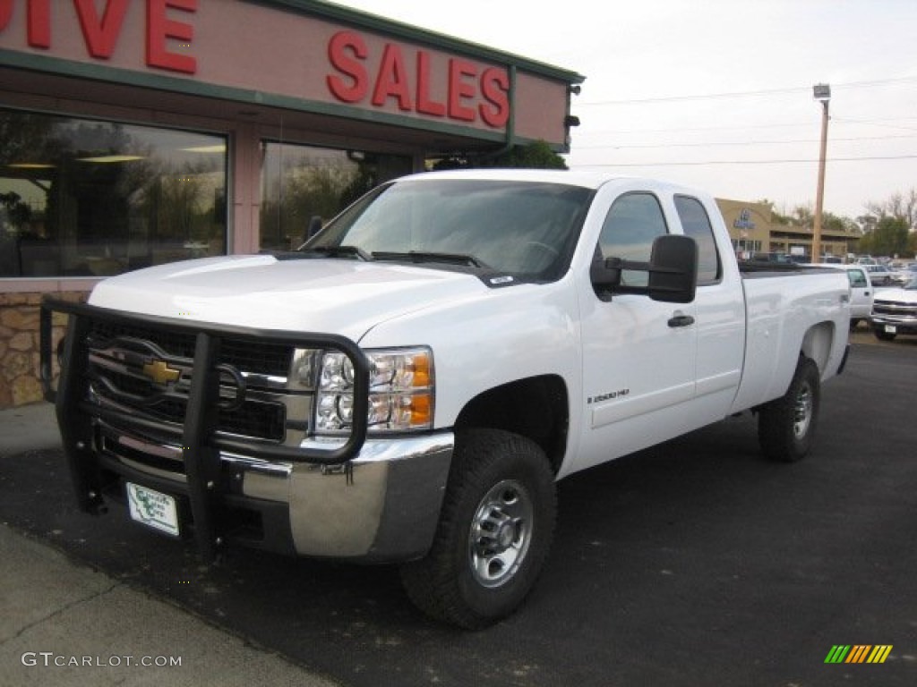 2008 Silverado 2500HD LT Extended Cab 4x4 - Summit White / Ebony Black photo #1