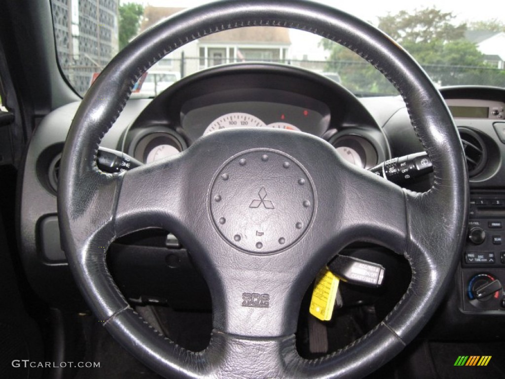 2002 Mitsubishi Eclipse GT Coupe Black Steering Wheel Photo #56664747