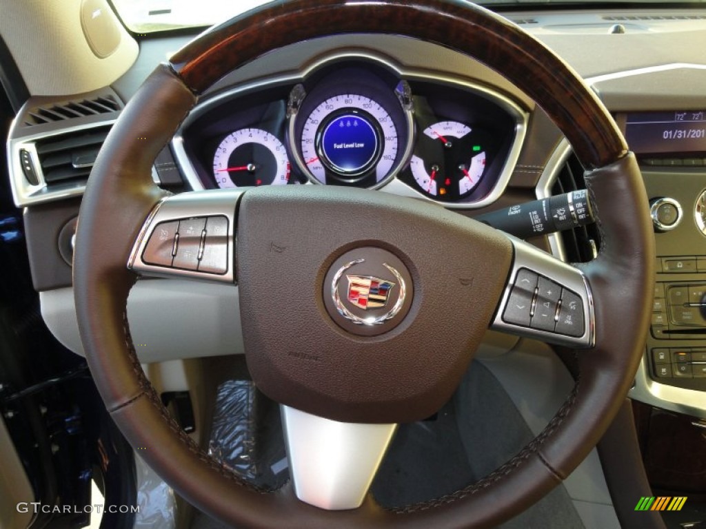 2012 Cadillac SRX Luxury AWD Shale/Brownstone Steering Wheel Photo #56664792