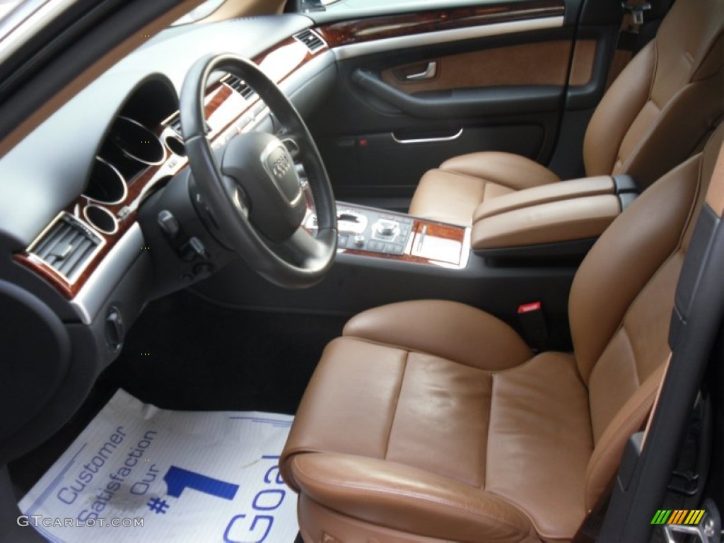 Amaretto/Black Valcona Leather Interior 2009 Audi A8 L 4.2 quattro Photo #56664909