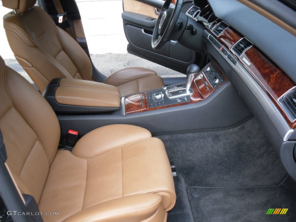 Amaretto/Black Valcona Leather Interior 2009 Audi A8 L 4.2 quattro Photo #56664936