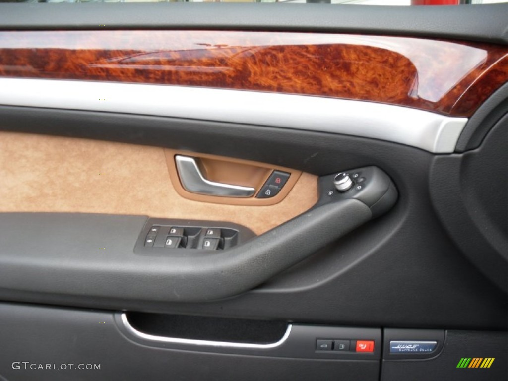 2009 Audi A8 L 4.2 quattro Amaretto/Black Valcona Leather Door Panel Photo #56665011