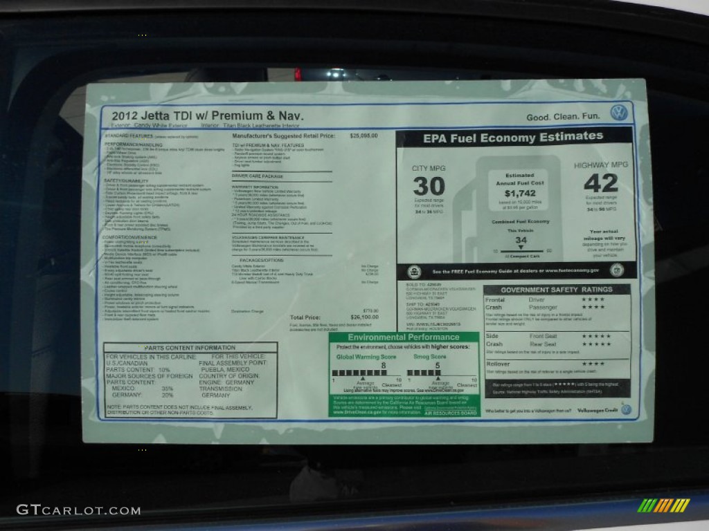 2012 Volkswagen Jetta TDI Sedan Window Sticker Photo #56666631