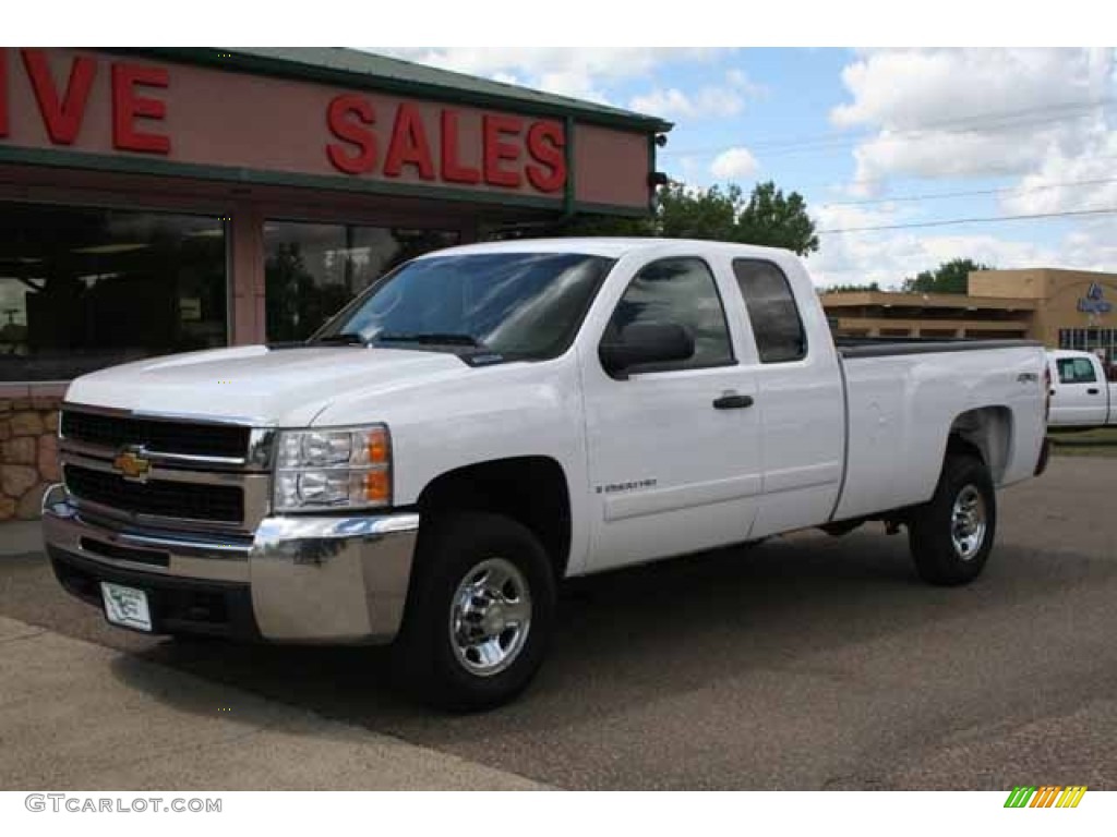 2007 Silverado 2500HD LT Extended Cab 4x4 - Summit White / Ebony photo #2