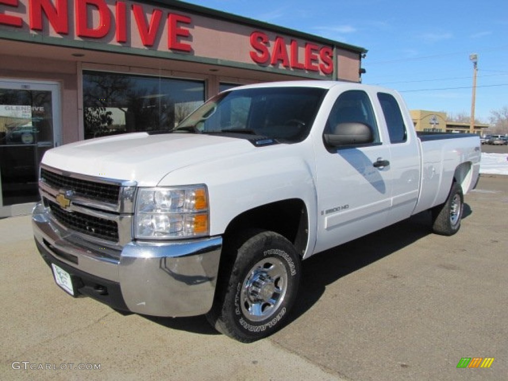 2007 Silverado 2500HD LT Extended Cab 4x4 - Summit White / Ebony photo #1