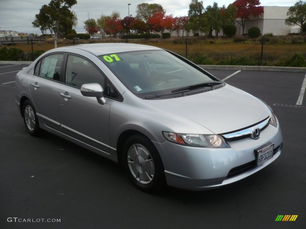 2007 Civic Hybrid Sedan - Alabaster Silver Metallic / Blue photo #1