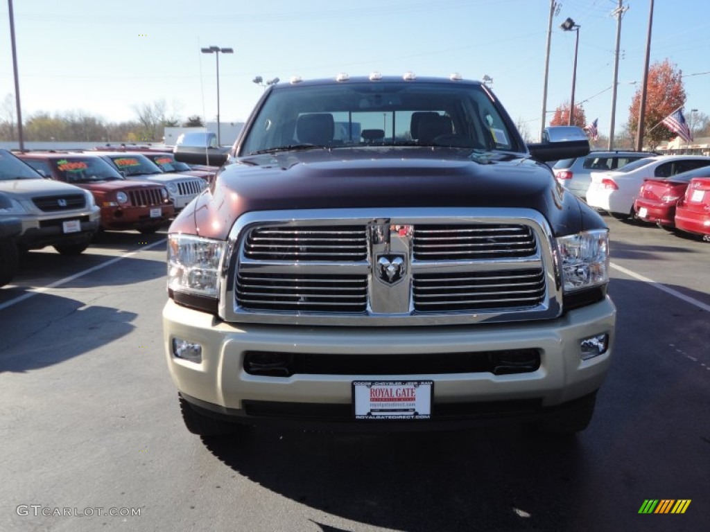 2012 Ram 3500 HD Laramie Longhorn Crew Cab 4x4 Dually - Deep Molten Red Pearl / Light Pebble Beige/Bark Brown photo #9