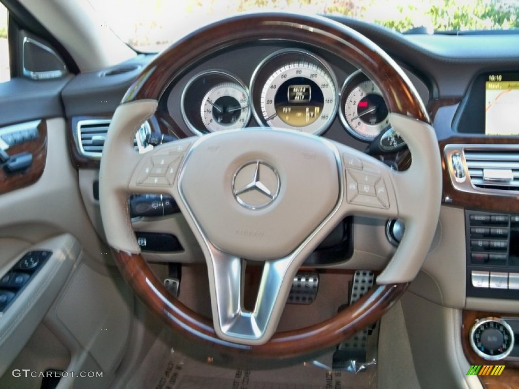 2012 Mercedes-Benz CLS 550 Coupe Almond/Mocha Steering Wheel Photo #56681221