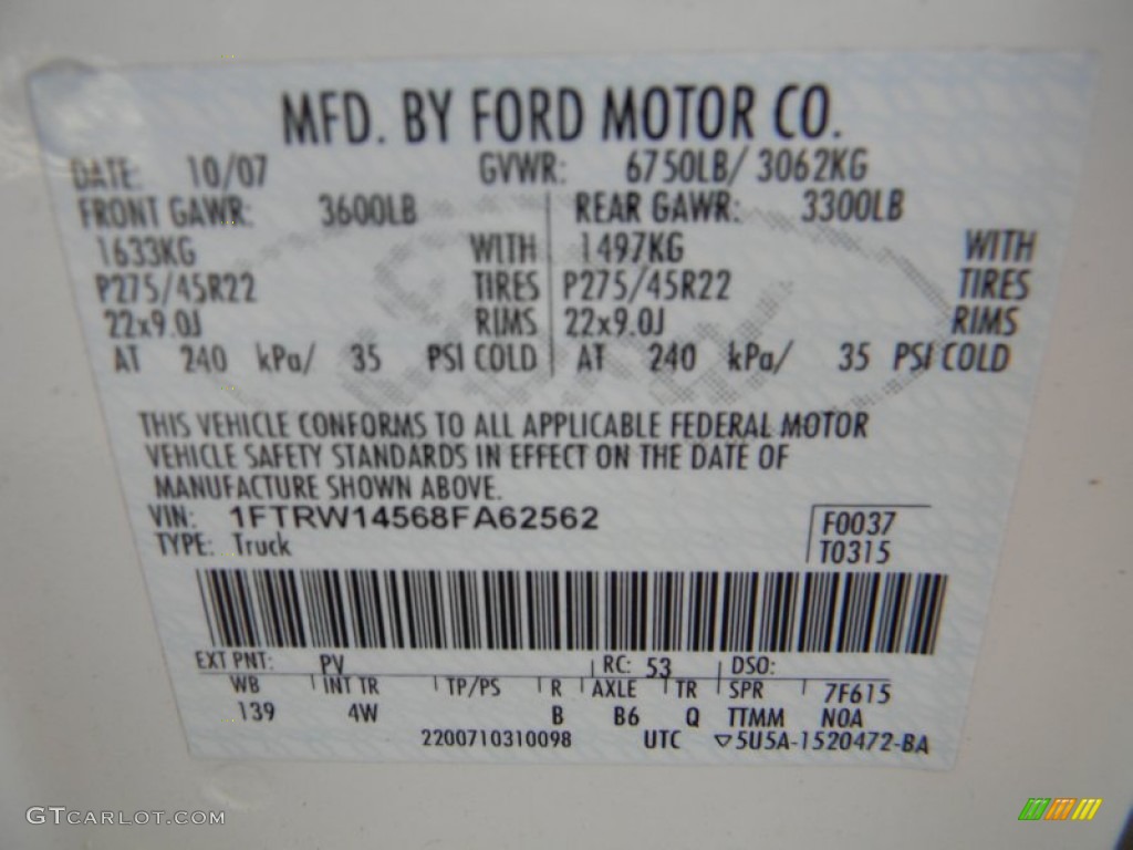 2008 F150 Color Code PV for White Sand Tri-Coat Photo #56686853