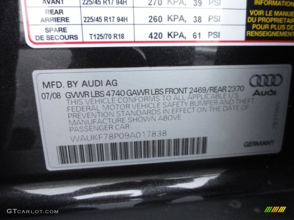 2009 Audi A3 2.0T quattro Info Tag Photo #56689142