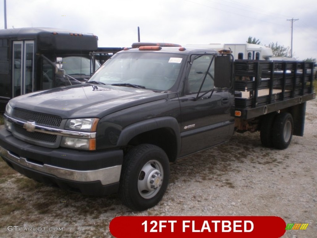 2003 Silverado 3500 Regular Cab Chassis Stake Truck - Dark Green Metallic / Tan photo #2