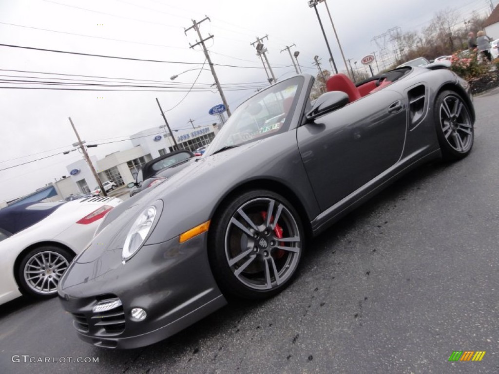 2012 911 Turbo Cabriolet - Meteor Grey Metallic / Carrera Red Natural Leather photo #1