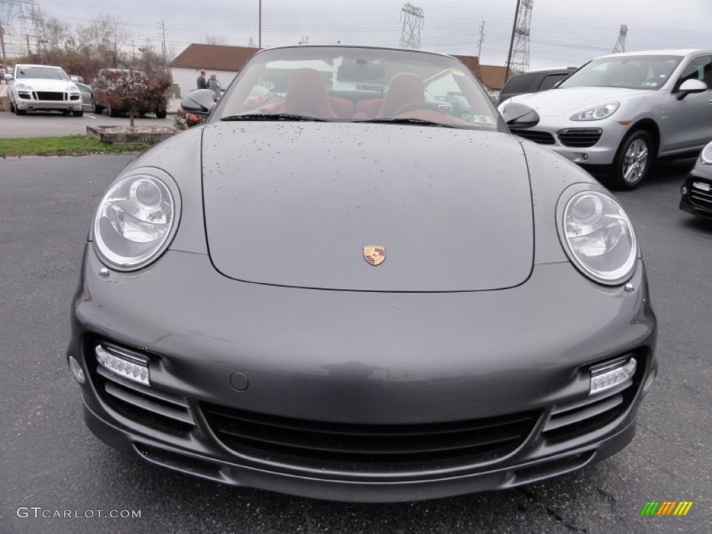 2012 911 Turbo Cabriolet - Meteor Grey Metallic / Carrera Red Natural Leather photo #3