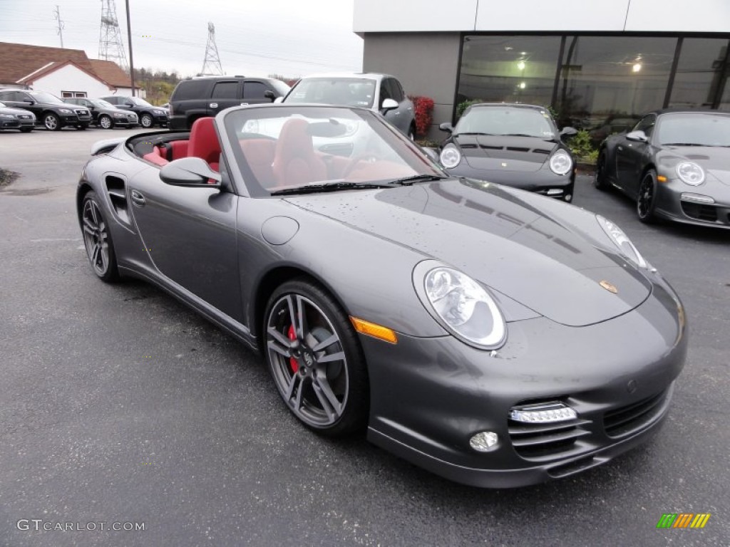 2012 911 Turbo Cabriolet - Meteor Grey Metallic / Carrera Red Natural Leather photo #4