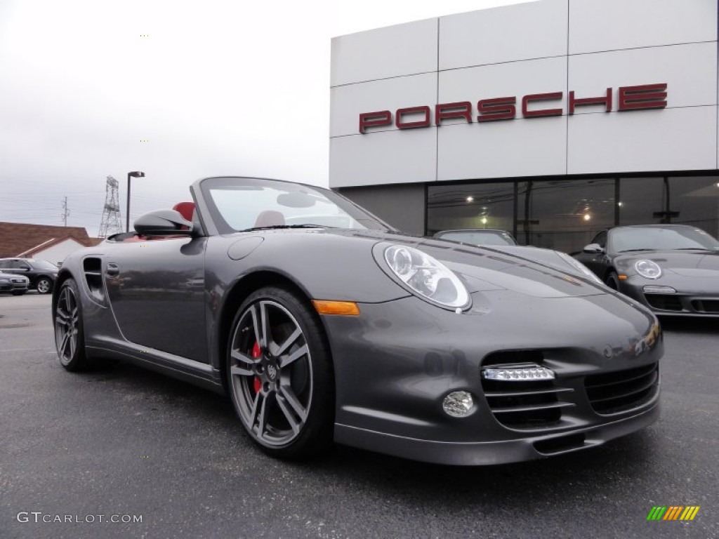 2012 911 Turbo Cabriolet - Meteor Grey Metallic / Carrera Red Natural Leather photo #5