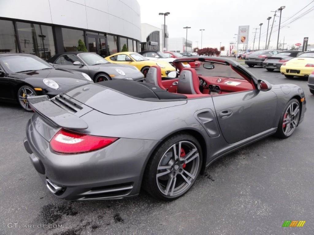 2012 911 Turbo Cabriolet - Meteor Grey Metallic / Carrera Red Natural Leather photo #7