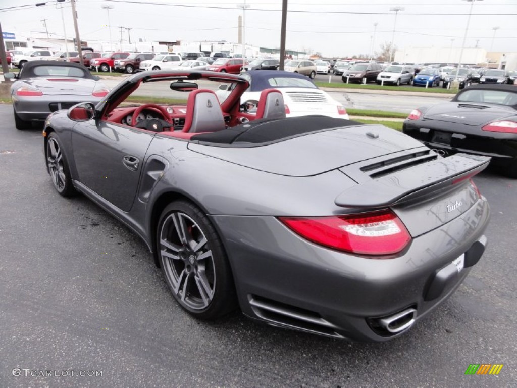 2012 911 Turbo Cabriolet - Meteor Grey Metallic / Carrera Red Natural Leather photo #9