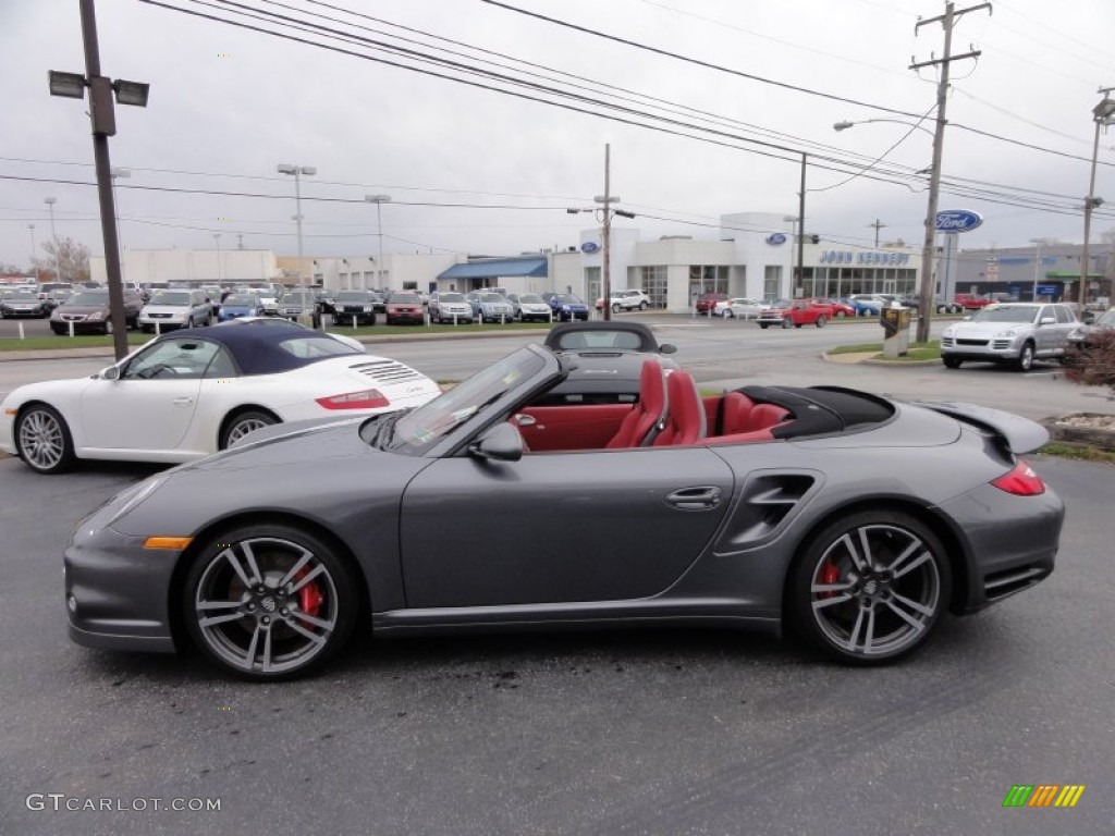 2012 911 Turbo Cabriolet - Meteor Grey Metallic / Carrera Red Natural Leather photo #10