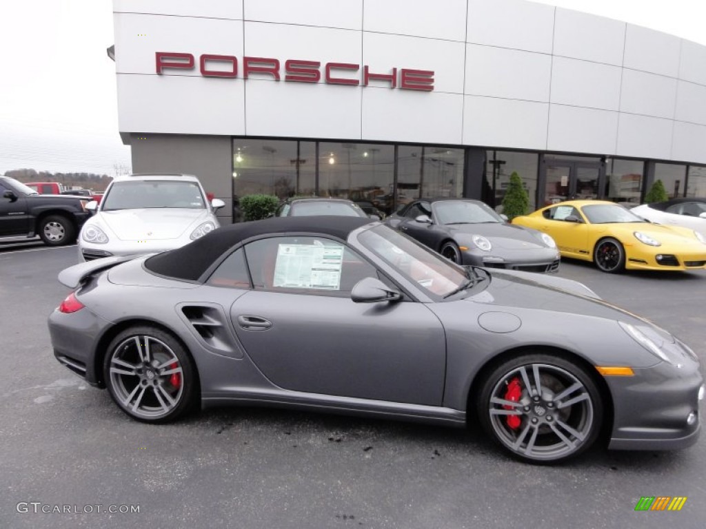 2012 911 Turbo Cabriolet - Meteor Grey Metallic / Carrera Red Natural Leather photo #34