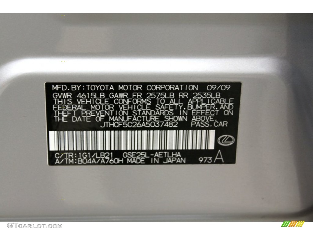 2010 IS Color Code 1G1 for Tungsten Silver Pearl Photo #56693922