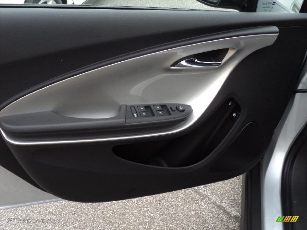 2012 Chevrolet Volt Hatchback Jet Black/Ceramic White Accents Door Panel Photo #56694395