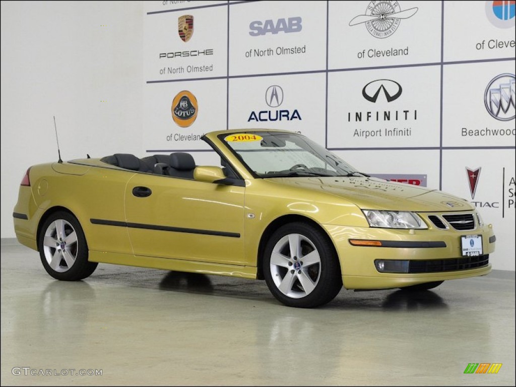 2004 9-3 Arc Convertible - Lime Yellow Metallic / Slate Gray photo #1