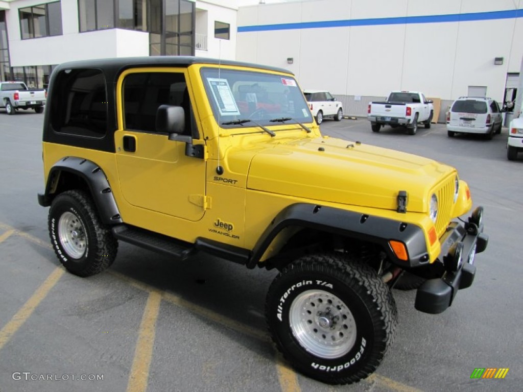 2004 Wrangler Sport 4x4 - Solar Yellow / Dark Slate Gray photo #20