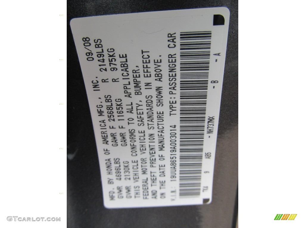 2009 TL Color Code NH737MX for Polished Metal Metallic Photo #56708079