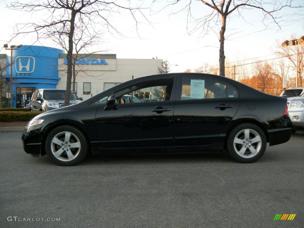 2009 Civic LX-S Sedan - Crystal Black Pearl / Black photo #2