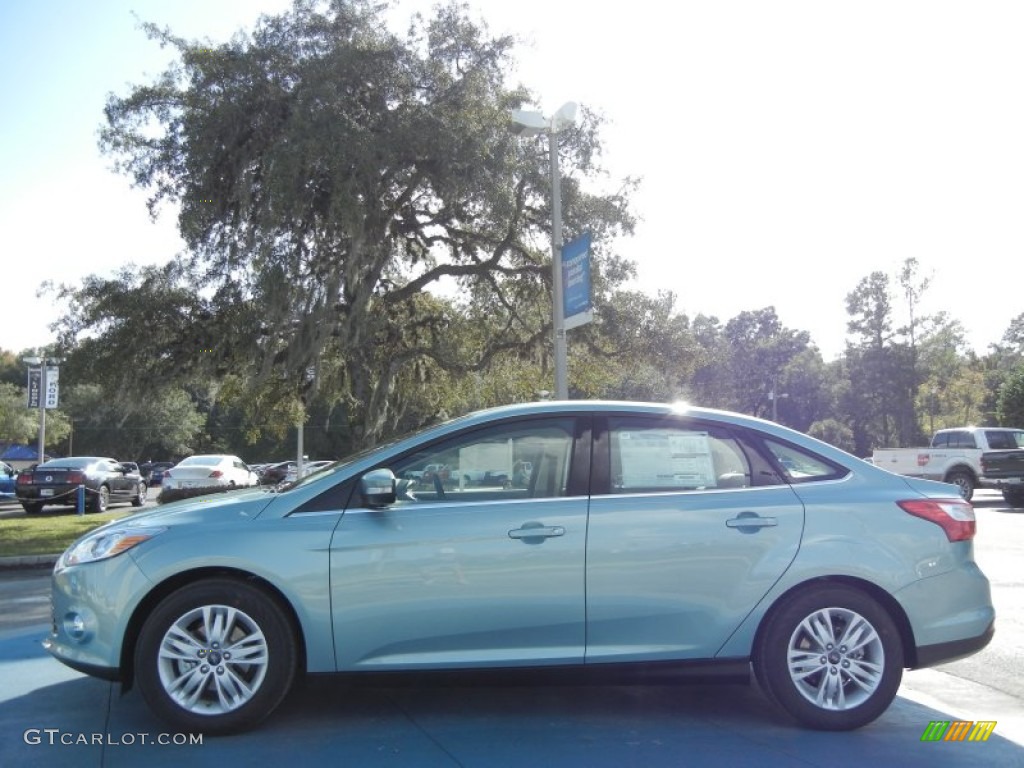 2012 Focus SEL Sedan - Frosted Glass Metallic / Stone photo #2