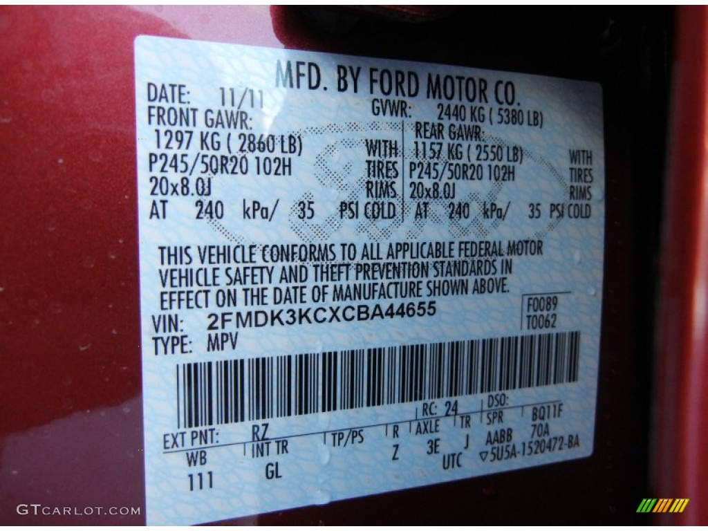 2012 Edge Color Code RZ for Red Candy Metallic Photo #56713961