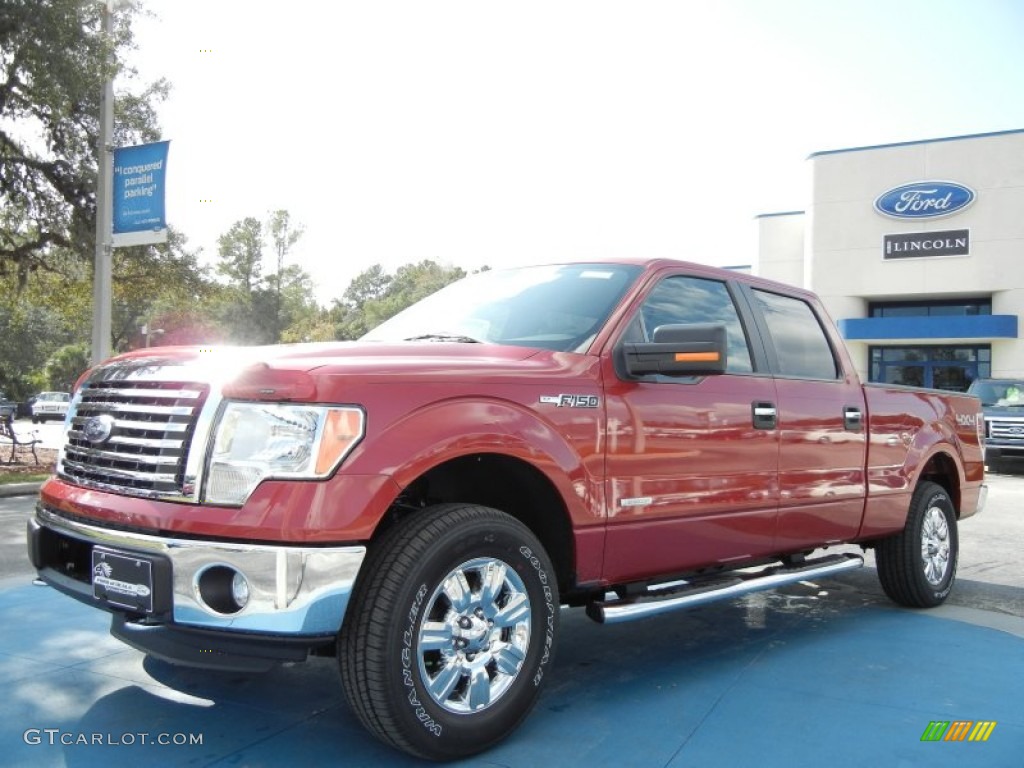 2011 F150 XLT SuperCrew 4x4 - Red Candy Metallic / Steel Gray photo #1