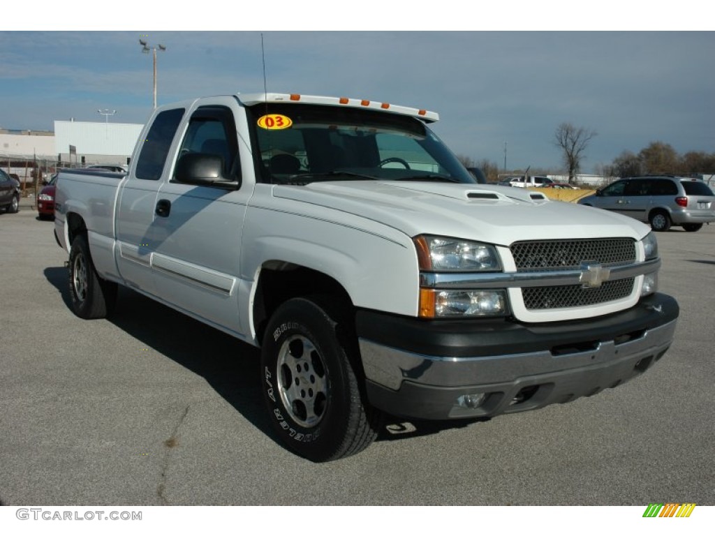 2003 Silverado 1500 LS Extended Cab 4x4 - Summit White / Dark Charcoal photo #1