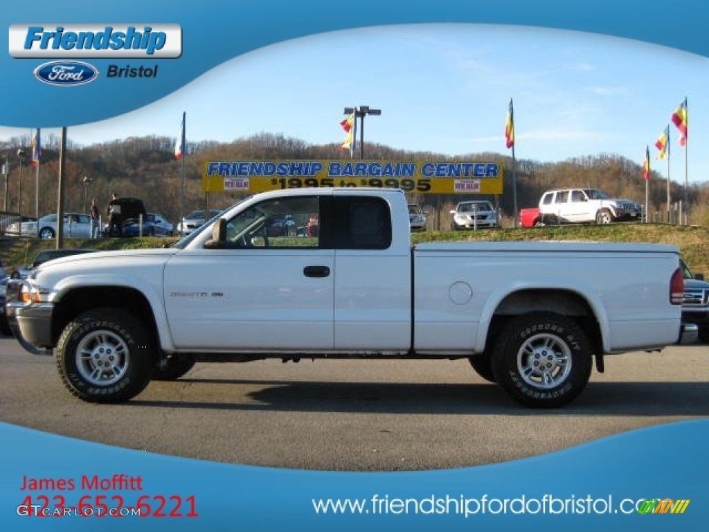 1999 Dakota SLT Extended Cab 4x4 - Bright White / Mist Gray photo #2
