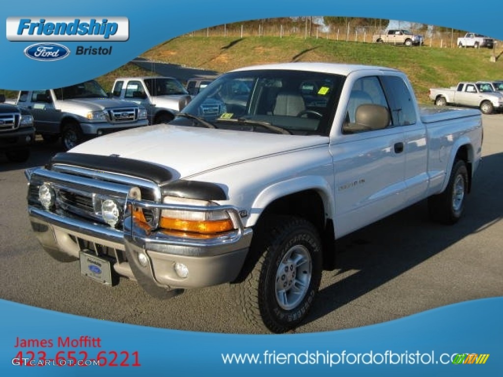 1999 Dakota SLT Extended Cab 4x4 - Bright White / Mist Gray photo #3