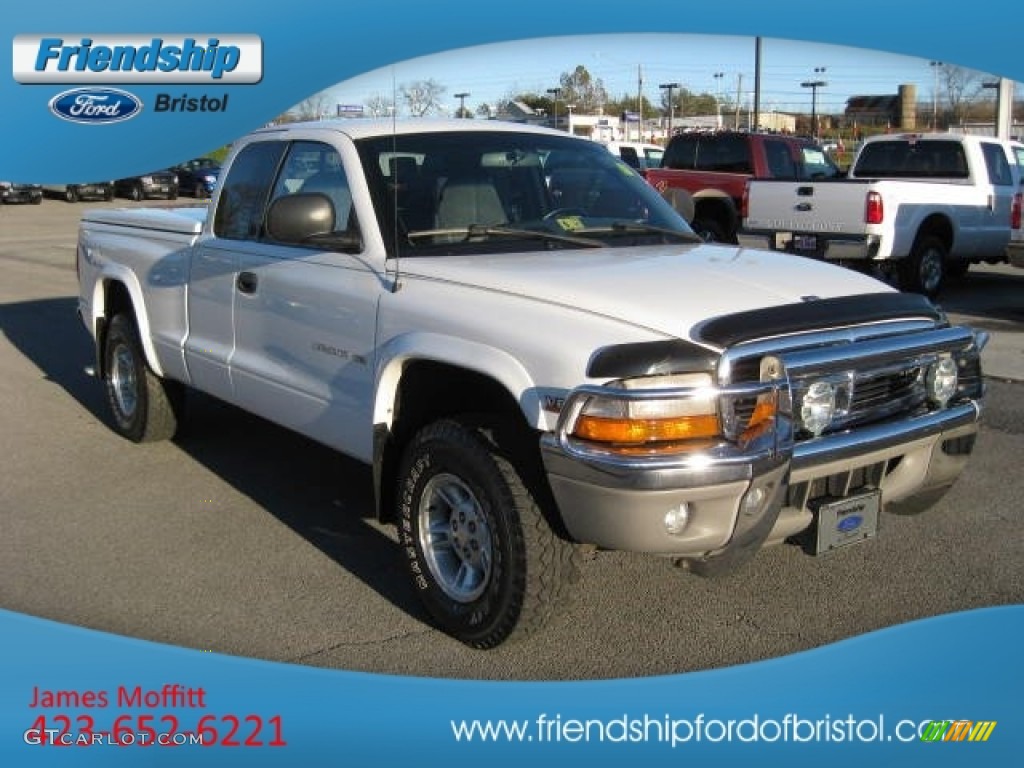 1999 Dakota SLT Extended Cab 4x4 - Bright White / Mist Gray photo #4