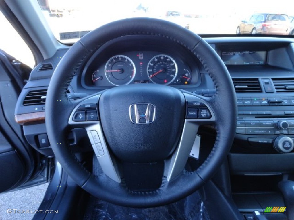 2012 Honda Accord EX-L V6 Sedan Black Steering Wheel Photo #56725334