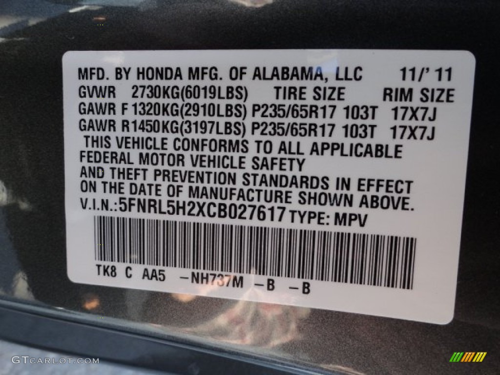 2012 Honda Odyssey LX Parts Photos