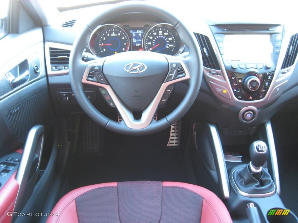2012 Hyundai Veloster Standard Veloster Model Black/Red Dashboard Photo #56726180