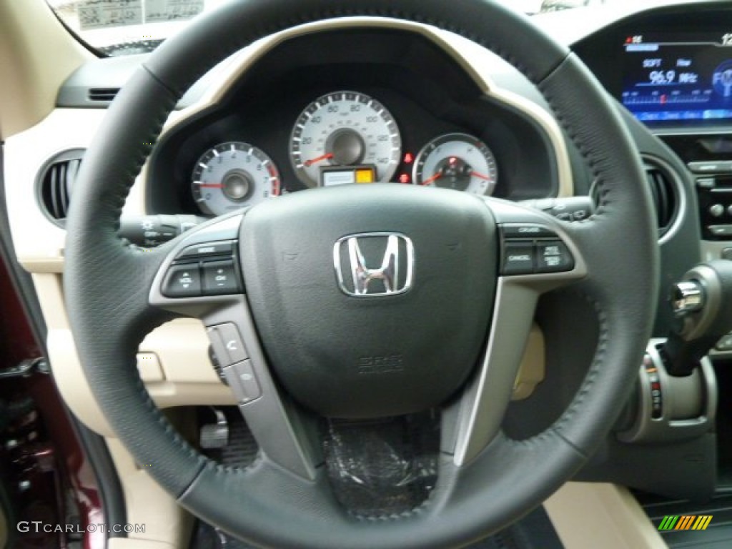 2012 Honda Pilot EX-L 4WD Beige Steering Wheel Photo #56726692