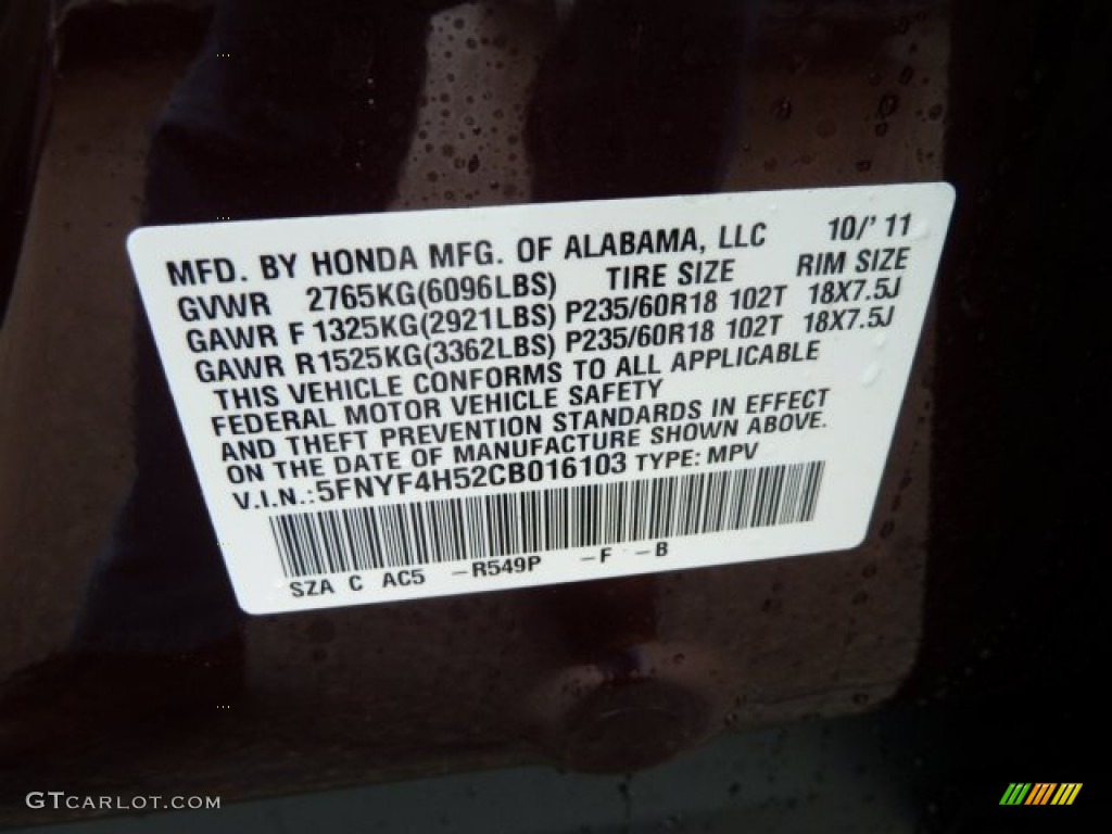 2012 Honda Pilot EX-L 4WD Parts Photos