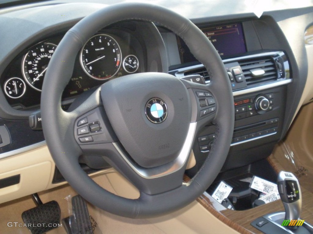 2012 BMW X3 xDrive 35i Sand Beige Steering Wheel Photo #56728088