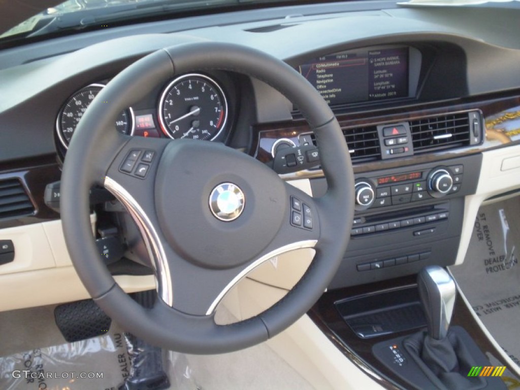 2012 BMW 3 Series 328i Convertible Cream Beige Dashboard Photo #56728151