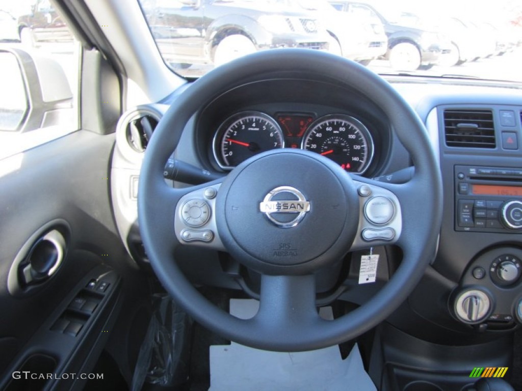 2012 Nissan Versa 1.6 SV Sedan Charcoal Steering Wheel Photo #56734294